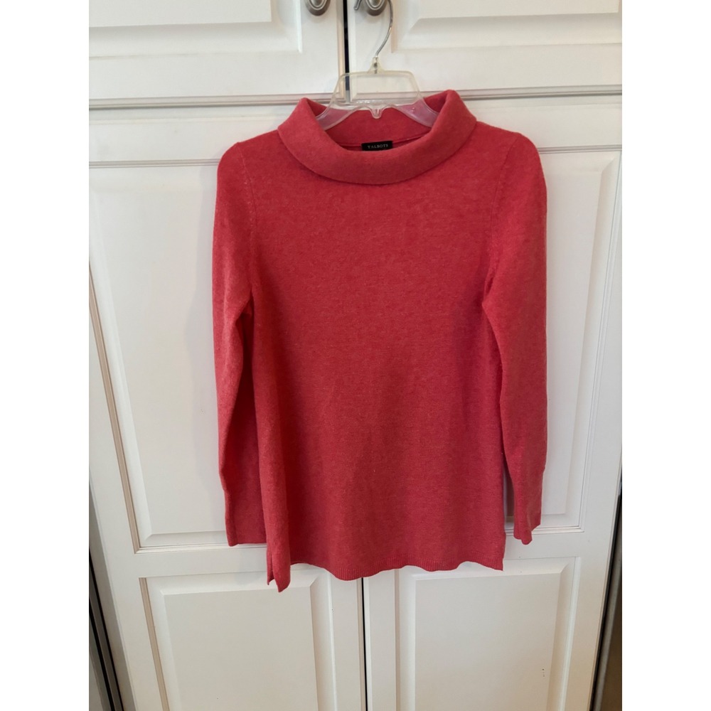 Talbots Pure Cashmere Roll Neck Sweater Coral Pink Tunic Small